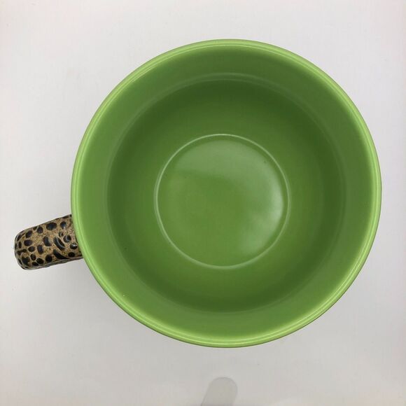 Always Azul Pottery Running Horse Coffee Tea Mug Green Brown Leopard Textured - Picture 3 of 5